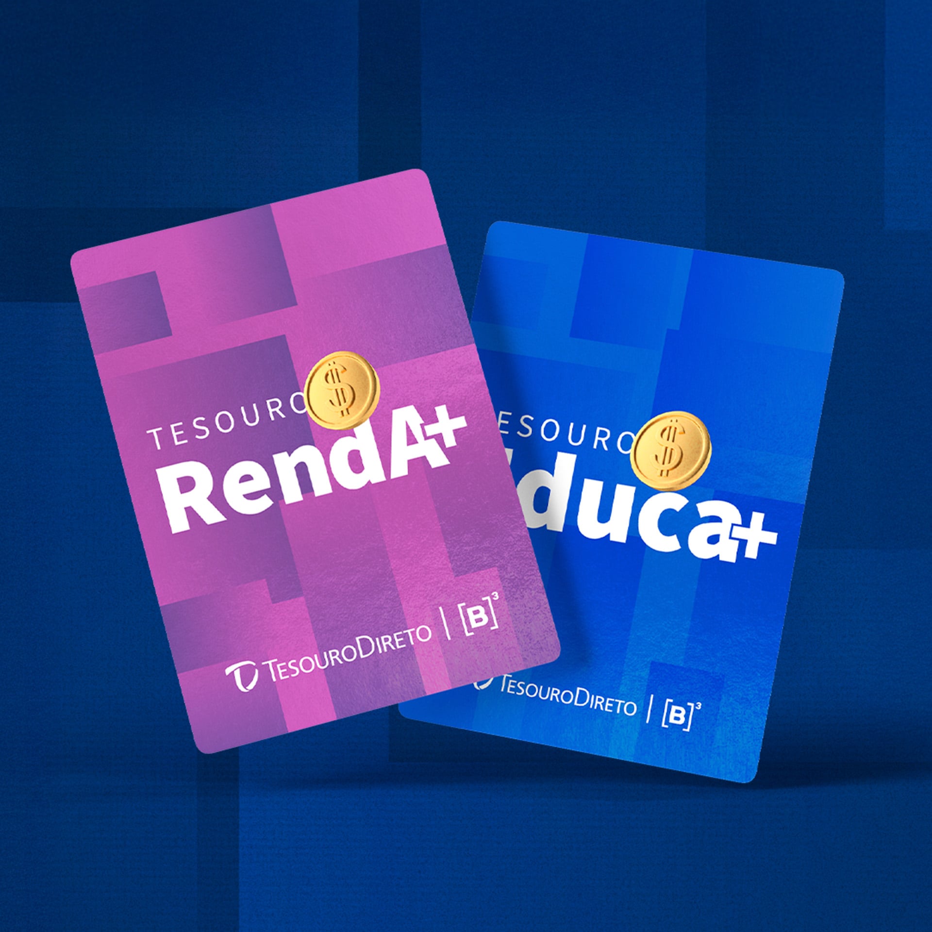 Arte digital con las tarjetas Educa+ y RendA+ de Tesouro Direto